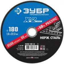 Круг отрезной 180*1,6*22 по нерж стали ЗУБР 36202-180-1.6_z02