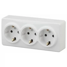 Розетка Эра Эксперт 3х2P+E Schuko 16A-250В IP20 White 11-2208-01 / Б0020700