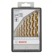 Набор сверл BOSCH HSS-TiN 10шт Robust Line D1-10