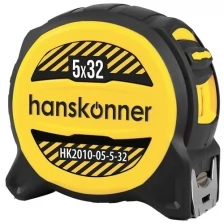 Рулетка HANSKONNER 5x32, 1 стоп, вылет полотна 3.6-3.8м, магнит держит 2кг