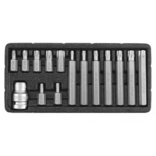 Биты Yato, Т20-Т55 TORX SECURITY, переходник 1/2", 15 штук, AISI S2