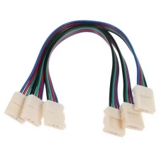 Ecola LED strip connector соед. кабель с двумя 4-х конт. зажимными разъемами 10mm 15 см. уп. 3 шт.