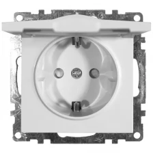 Розетка электрическая 1-местная с/з с крышкой (механизм), серия Катрин, GLS16-7112-01, белый
